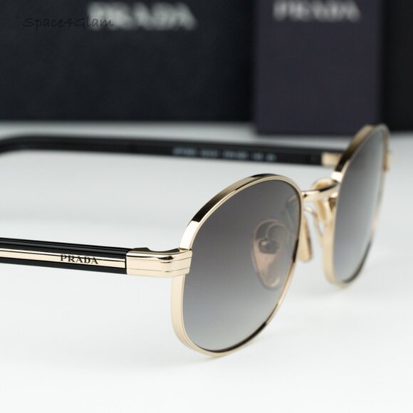 Prada Men Sunglasses Gold Grey Gradient Oval PRB53S ZVN02C NEW AUTHENTIC - Picture 4 of 10